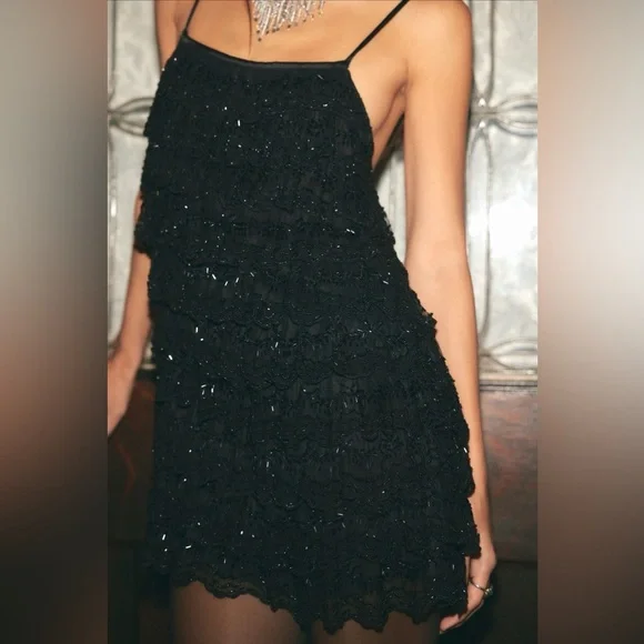 Dance 'Til We Drop Mini Dress by Free People in Black, Size: L